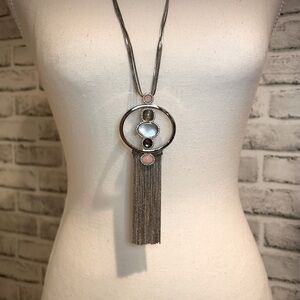 White House Black Market necklace. Beautiful pink & gray stones in halo …​​​​